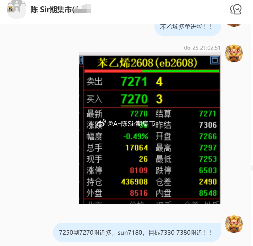 2026/6/26第四单【2608苯乙烯】苯乙烯完成160点！我们在7260附近