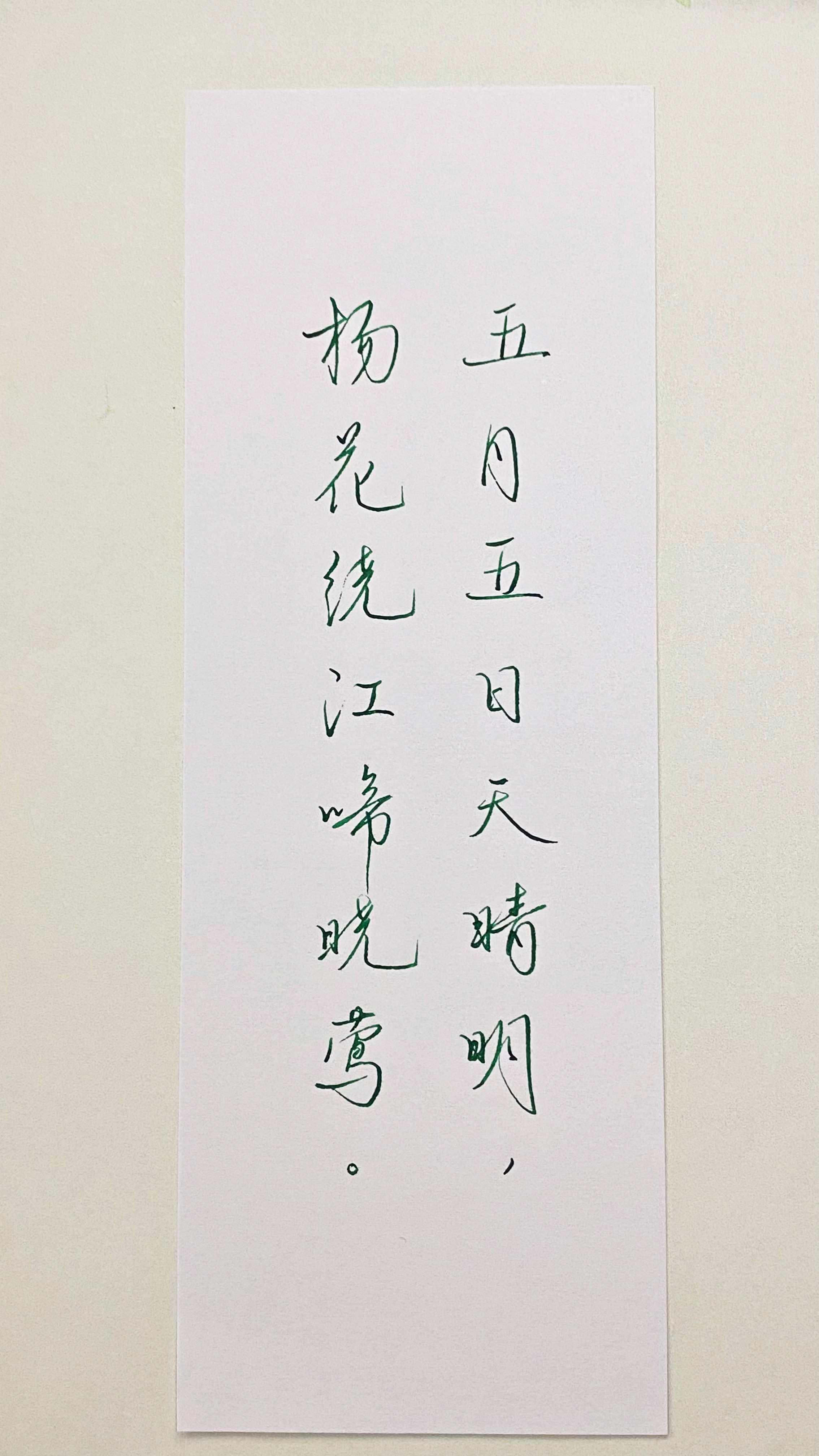今日作业（2026.6.19）五月五日天晴明，杨花绕江啼晓莺。-----张建封《