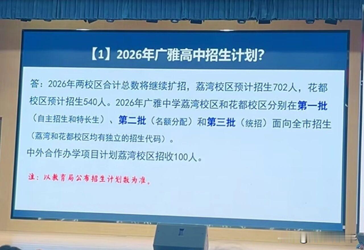 广雅中学校园2026年开放日消息：广雅中学2026年招生计划出炉：
1.广雅中学