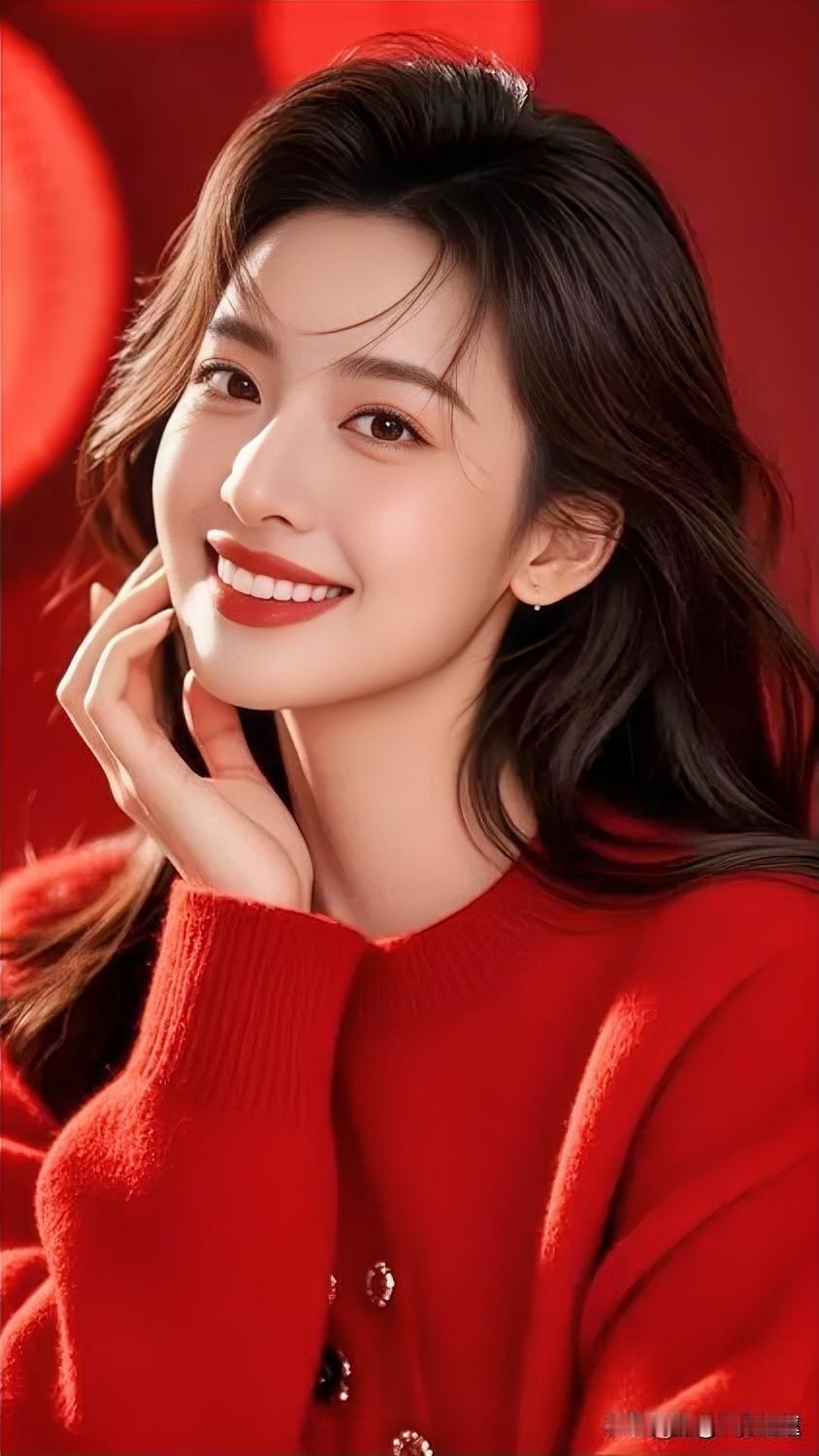 元气满满的红色毛衣，温暖冬日里的甜美笑容！🌟✨