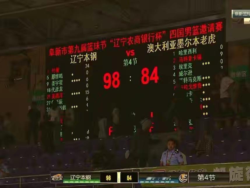 阜新四国篮球邀请赛最后一场比赛结束辽宁队战胜澳大利亚墨尔本老虎队。辽宁队在四国邀