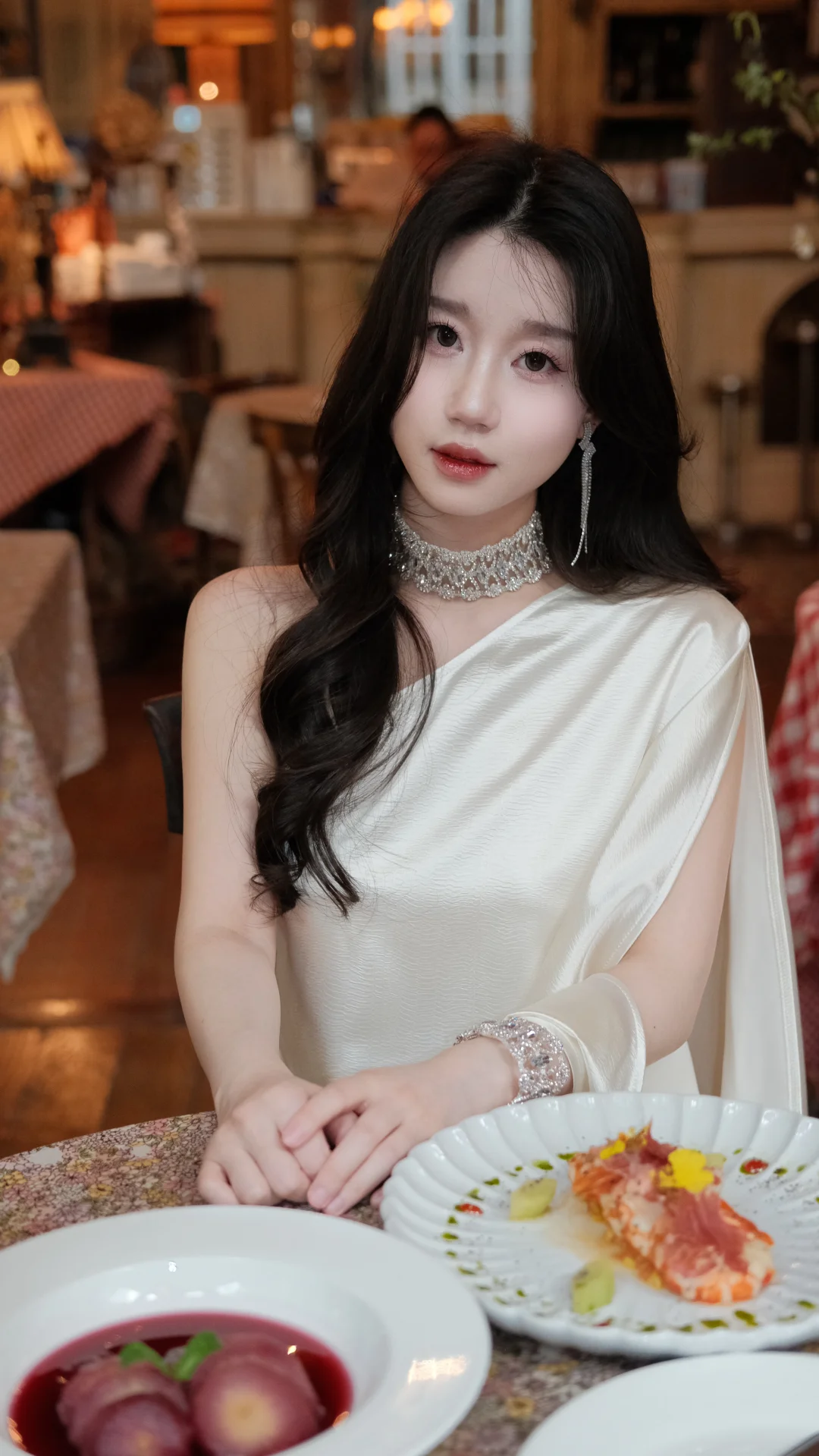 小芳廷的绝美瞬间｜复古餐厅里的白缎千金🍸