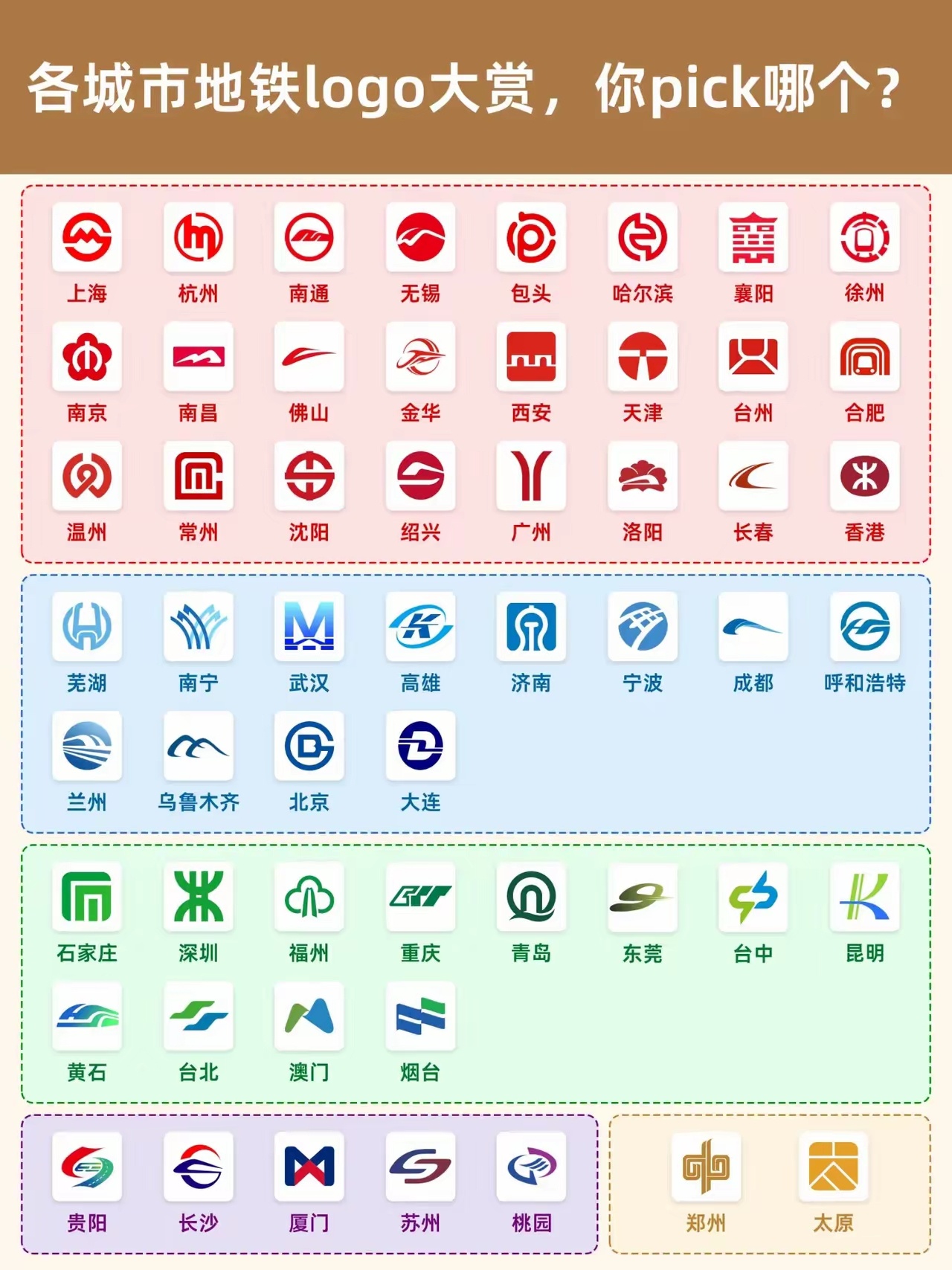 各城市地铁logo大赏，你pick哪个？ ​​​