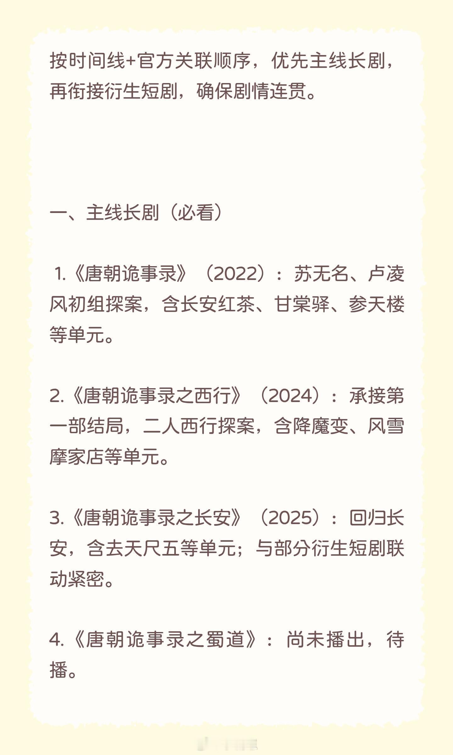 唐朝诡事录唐诡观看顺序唐朝诡事录‖ 