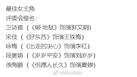 好东西三位女主创都提名了金鸡好东西太好了 这个好东西太好了！ ​​​