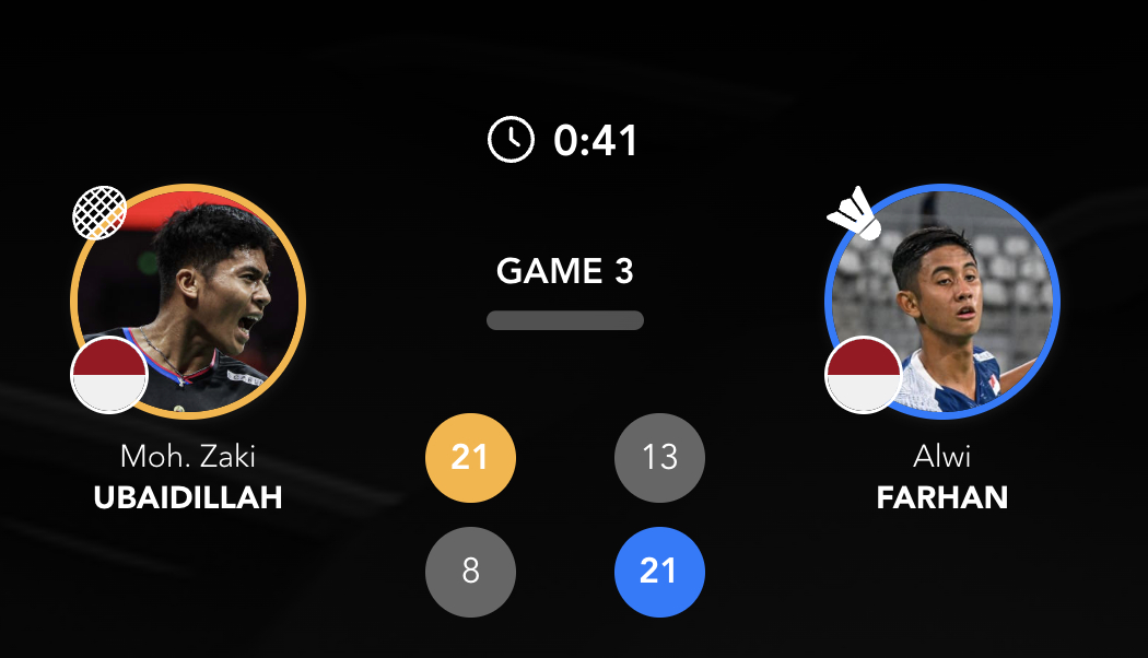 乌拜迪拉🇮🇩 21-13、8-21 🇮🇩法汉决胜局！2025东南亚运动会