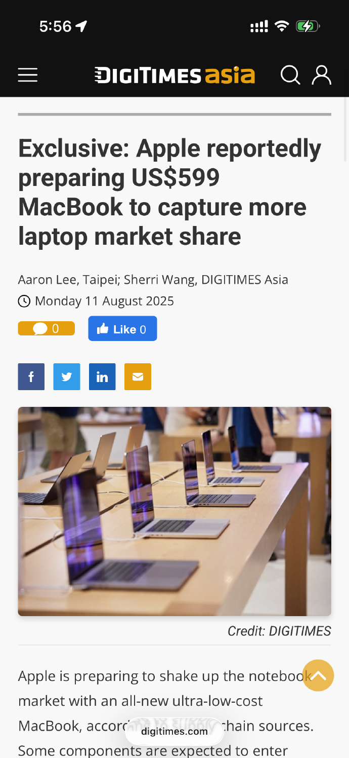 廉价版MacBook价格曝廉价版MacBook起售价不到5000元 苹果跟鸿蒙智