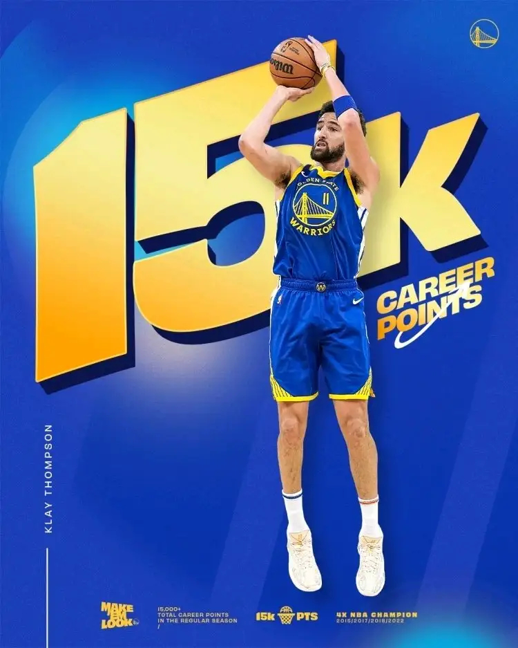 打一巴掌又给一颗糖，克莱今天替补出战拿到15000分里程碑！由于上一场比赛拉胯，