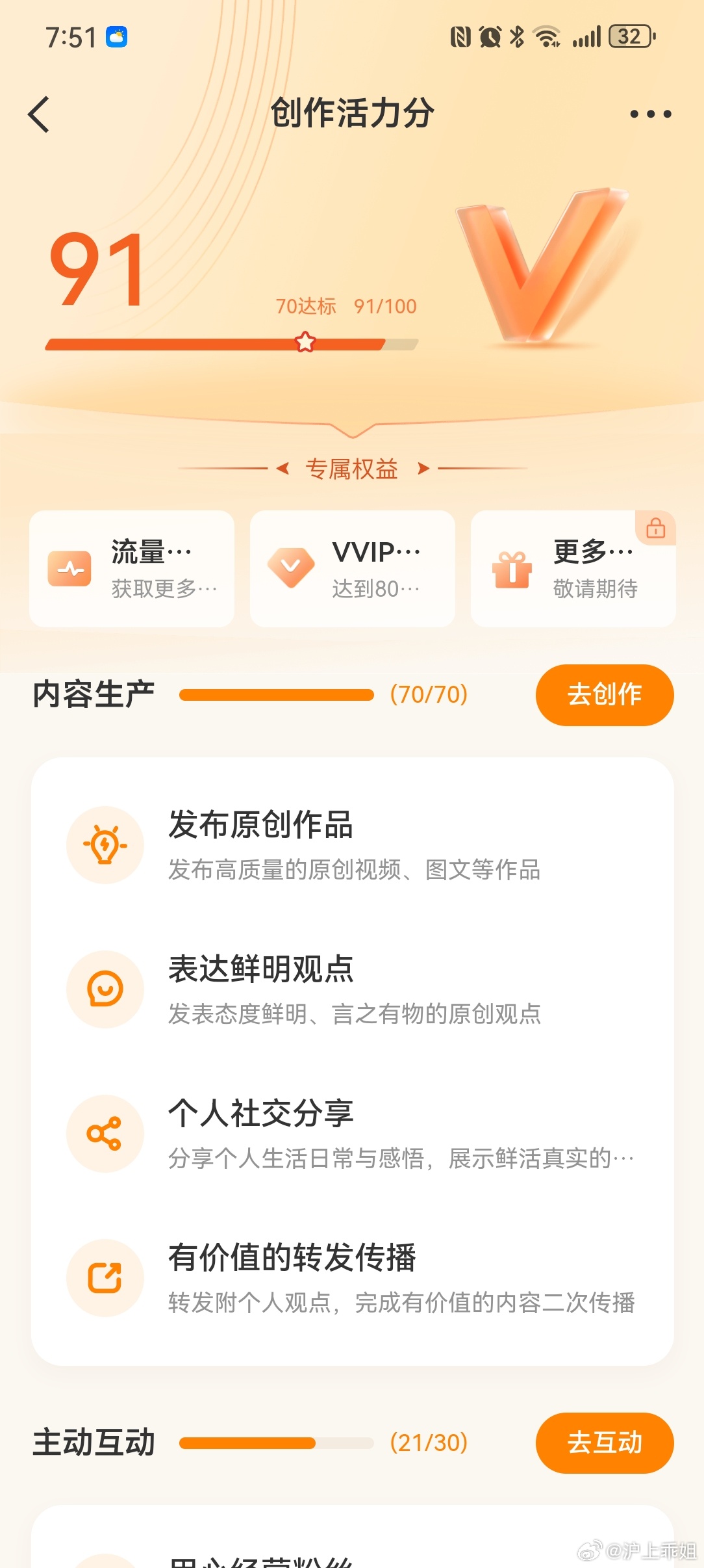 创作活力分91？我这个退休大姐这么有活力嘛？谁来看看这个？怎么核算的啊？我昨天不