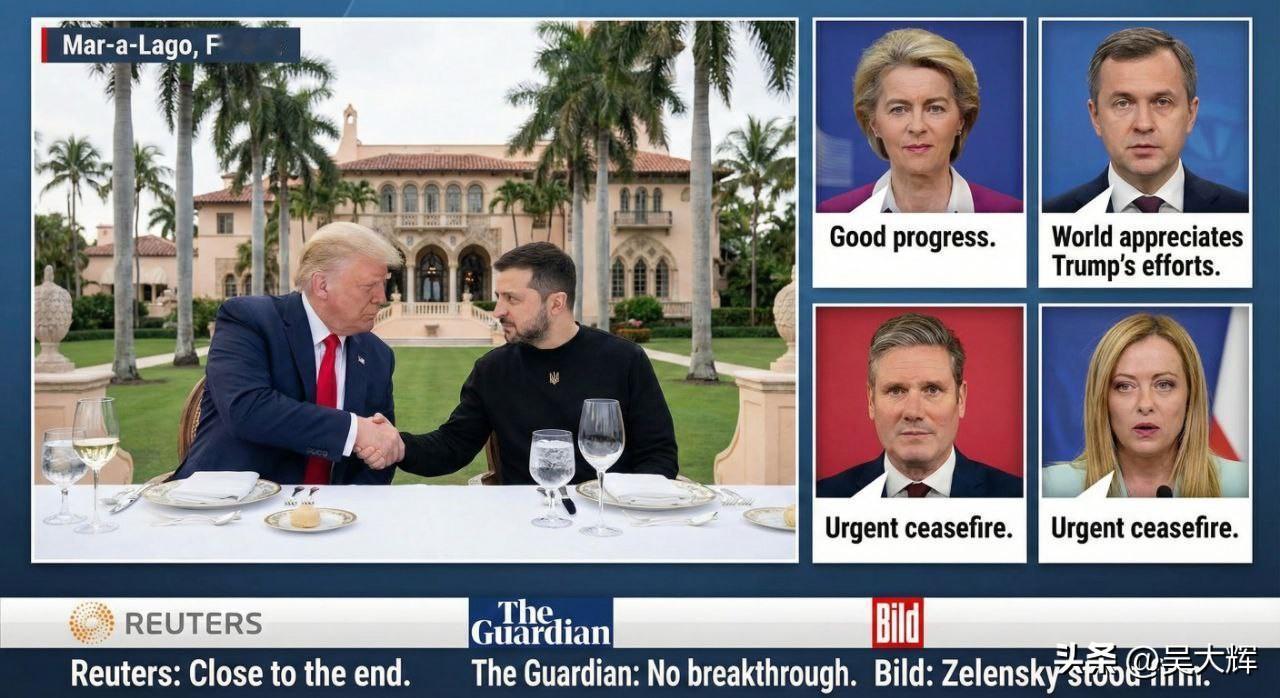 国际社会对特朗普与泽连斯基会晤的反应
 
此次在佛罗里达举行的谈判引发了一系列官