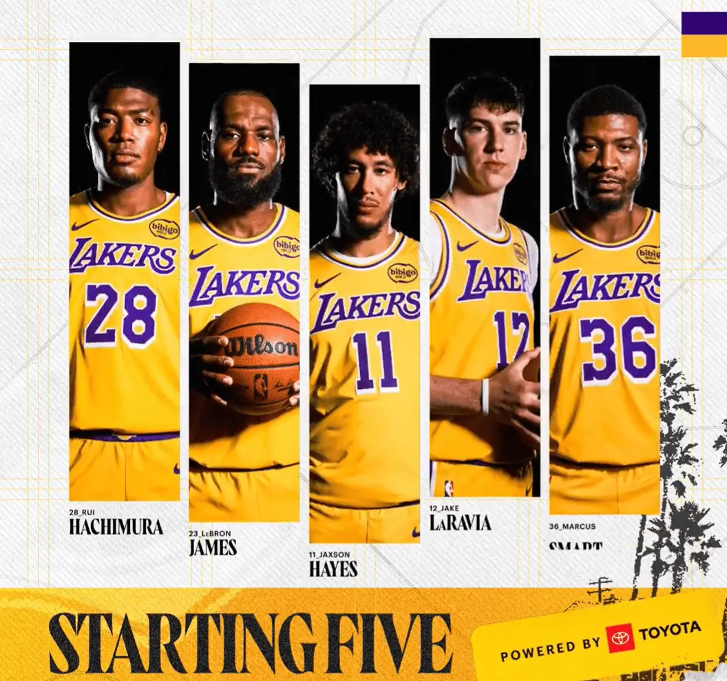 今日首发：八村、詹姆斯、海斯、拉拉维亚以及斯玛特！艾顿问题不大，全明星后就会复出