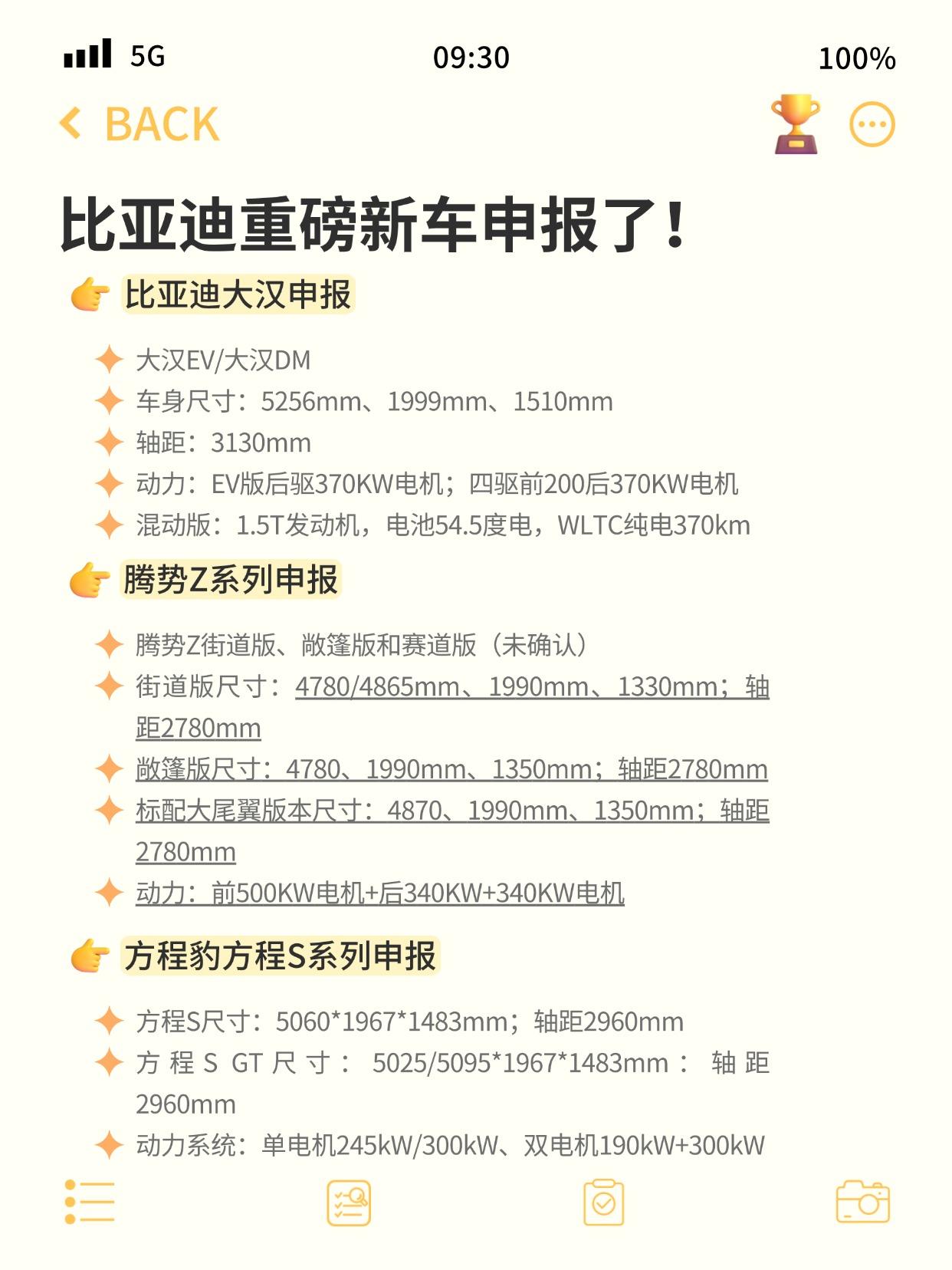 比亚迪多款重磅新车申报，都是重头戏。

比亚迪大汉EV和大汉DM插混终于申报了，