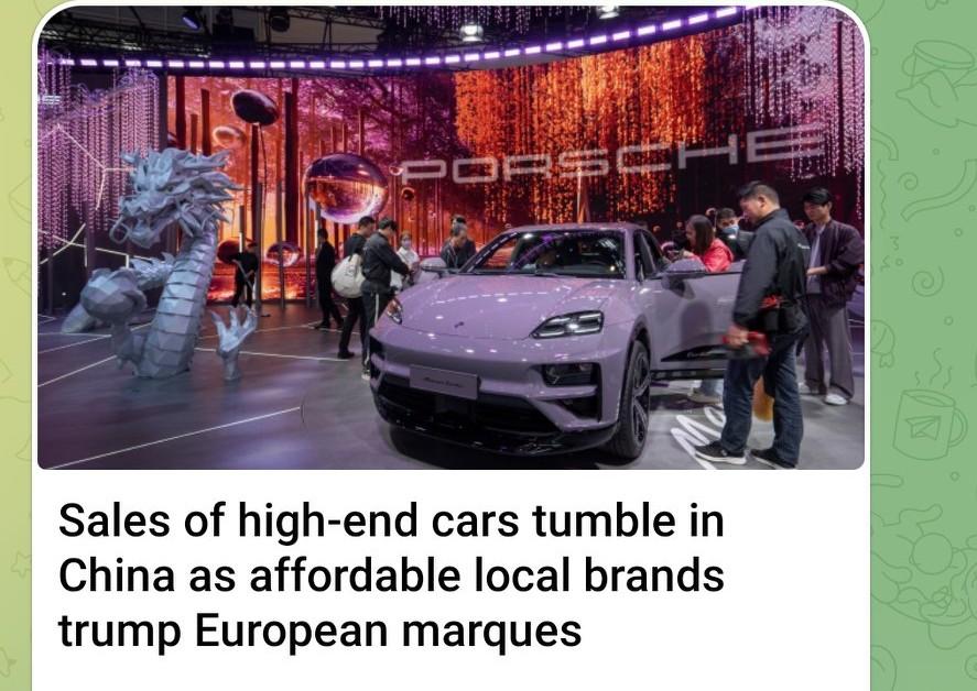 [彩虹]中国高端汽车销量暴跌 tumble 高性价比本土品牌力压 trump 欧