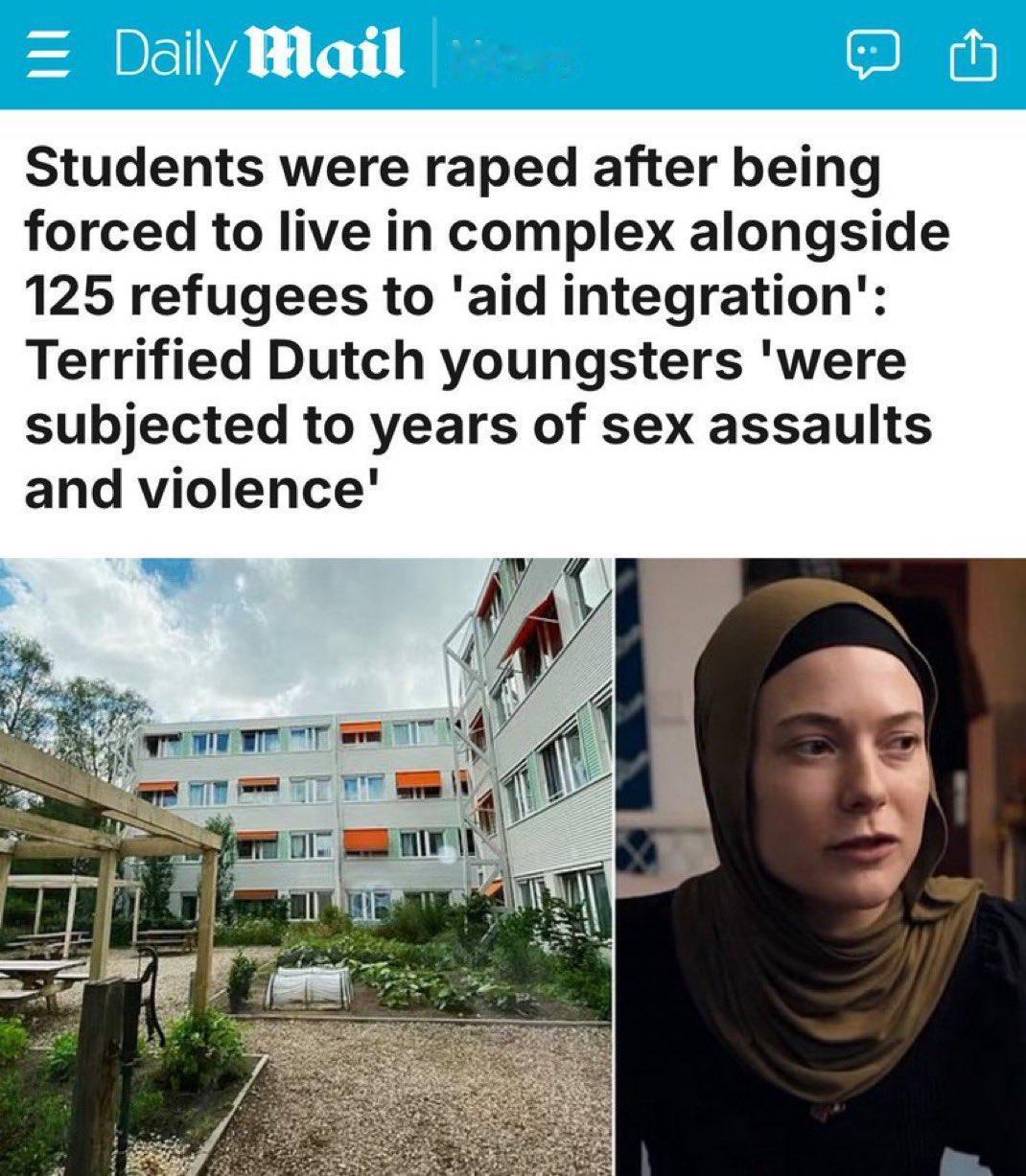 荷兰爆出重大丑闻：左翼政府强迫125名学生与125名穆斯林“难民”共同生活，作为