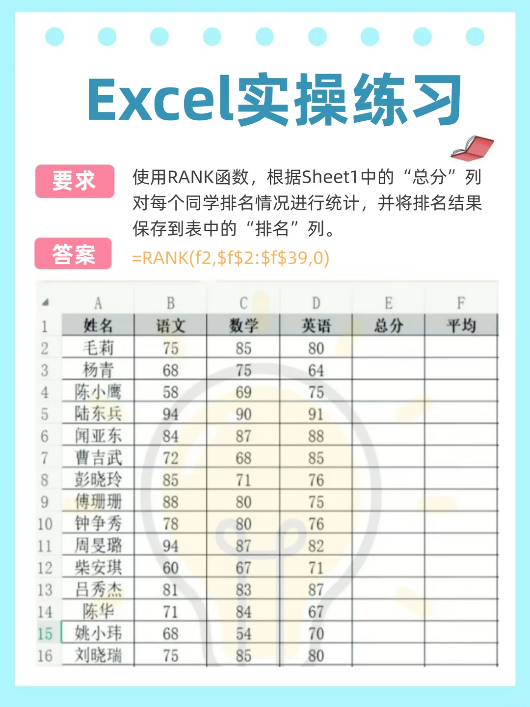 速看！Excel实操练习题含答案✔️