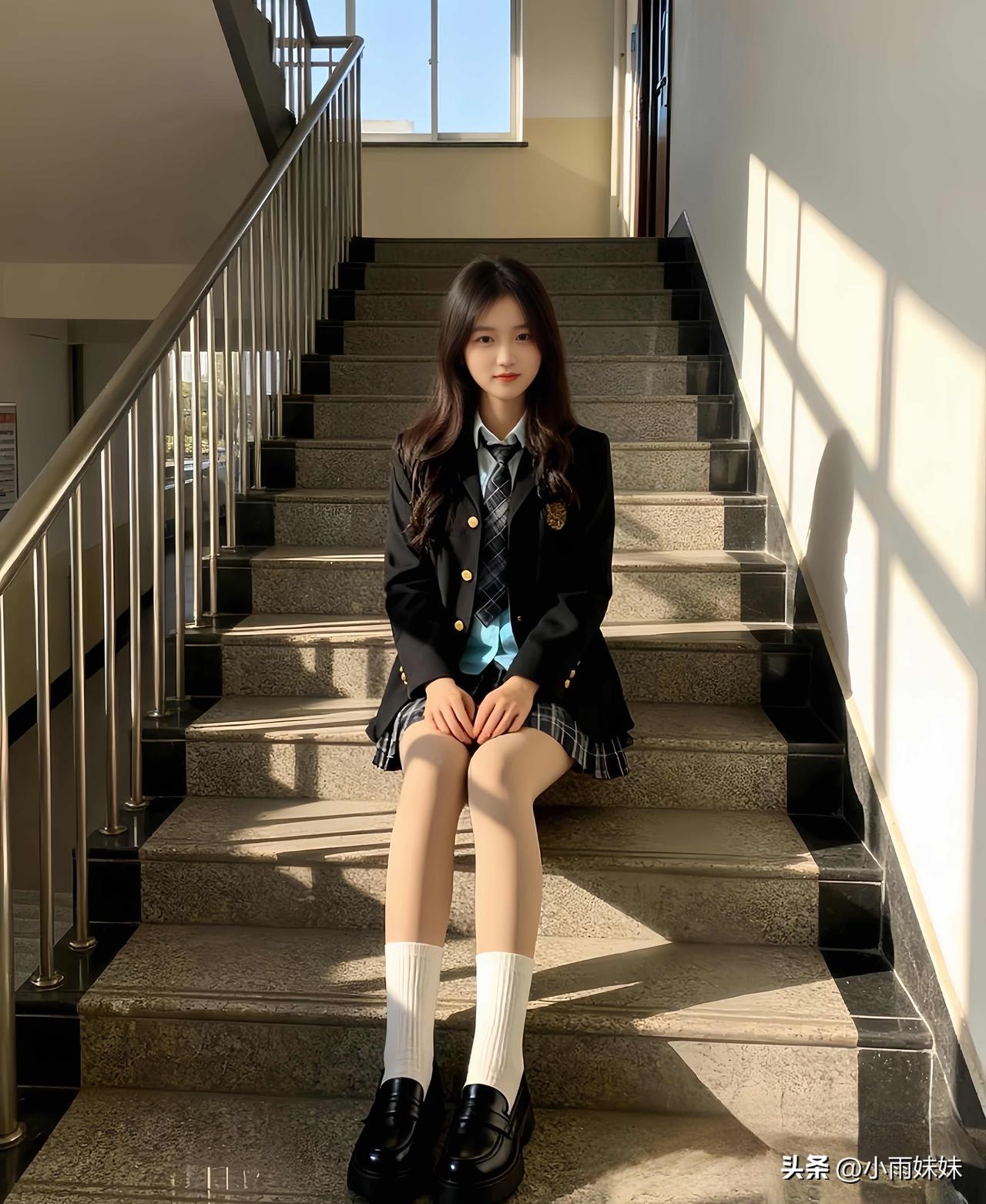 课间十分钟的楼梯间，堪称真正的“青春休息站”！阳光、校服、楼梯角，是谁的青春记忆