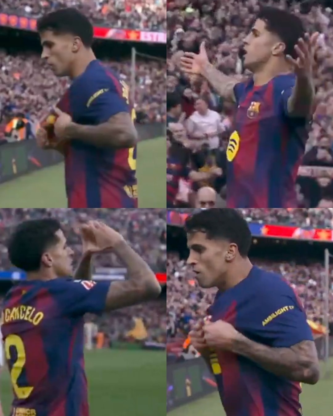 请大家起立，为若昂·坎塞洛欢呼！！✅ 他今天打进了一粒精彩的进球。✅ 他今天赢得