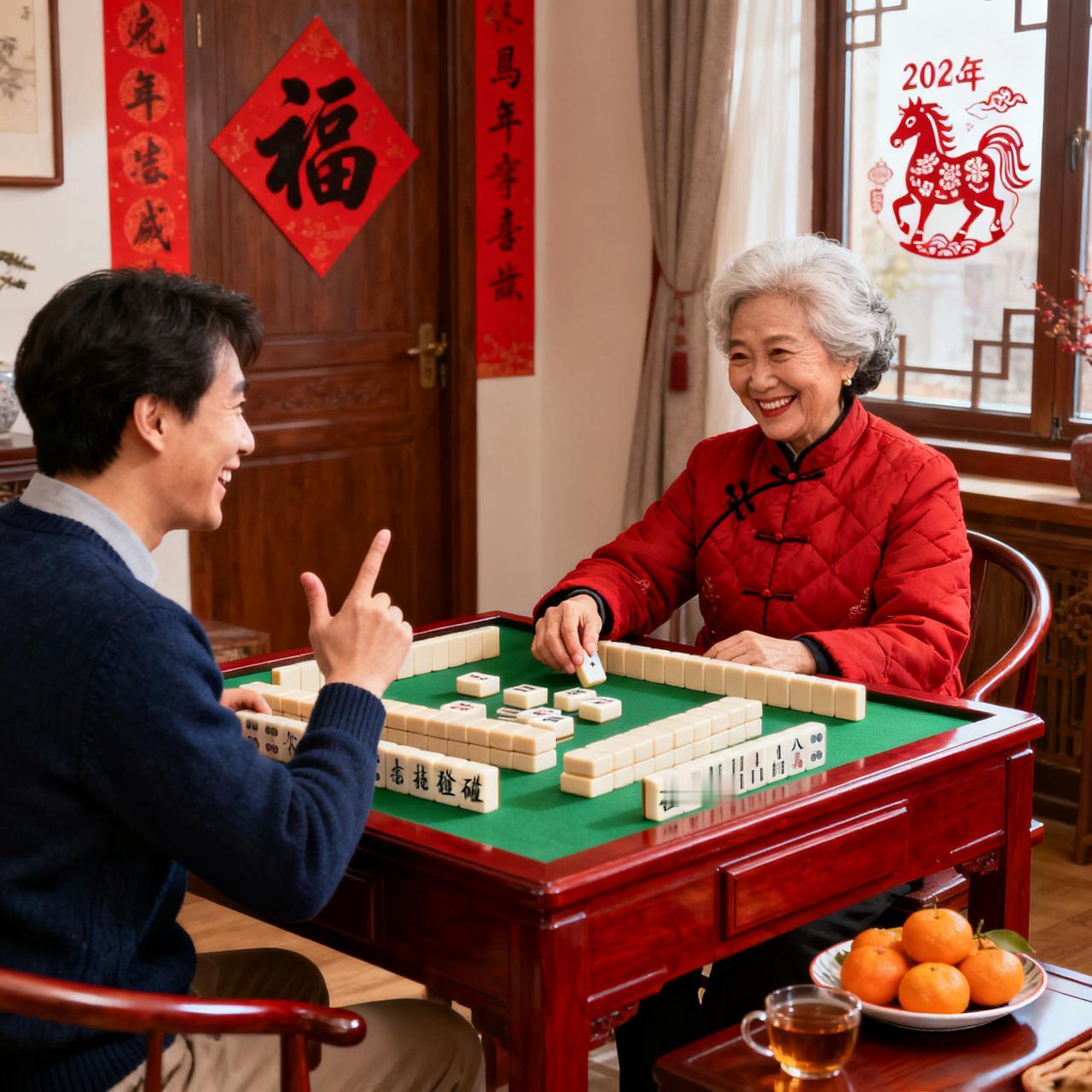 新年陪老娘搓搓麻……
 
新年最暖的消遣，莫过于陪着老娘，围坐在麻将桌前搓上几把