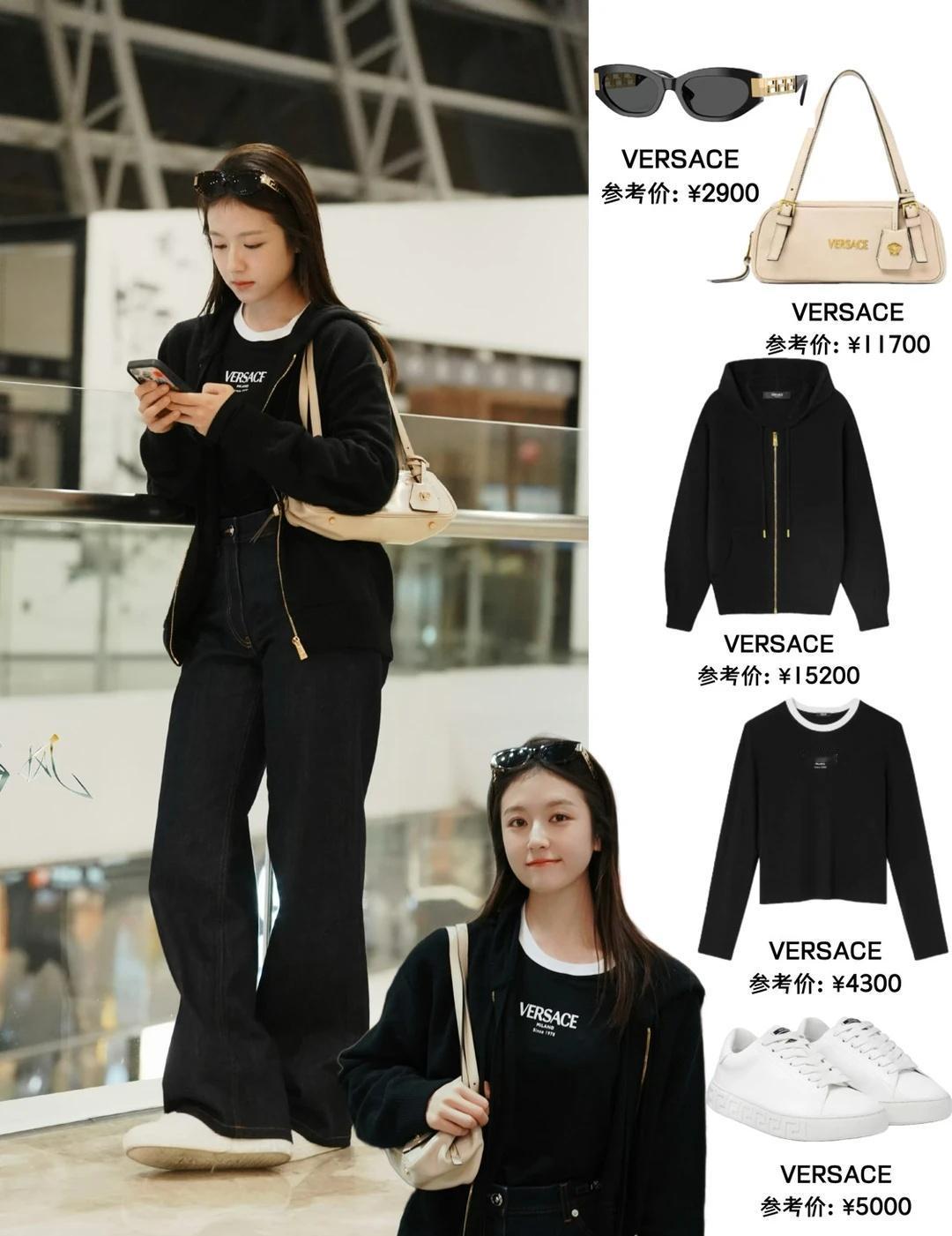 李兰迪ootd ✈️，一身black 酷飒十足！
李兰迪今日机场穿搭，全黑系外套