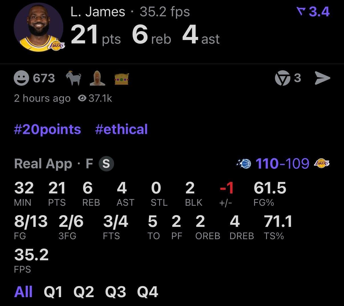 如何评价老詹今天的表现？出场32分钟拿下21分6篮板4助攻2封盖。实话说，老头现