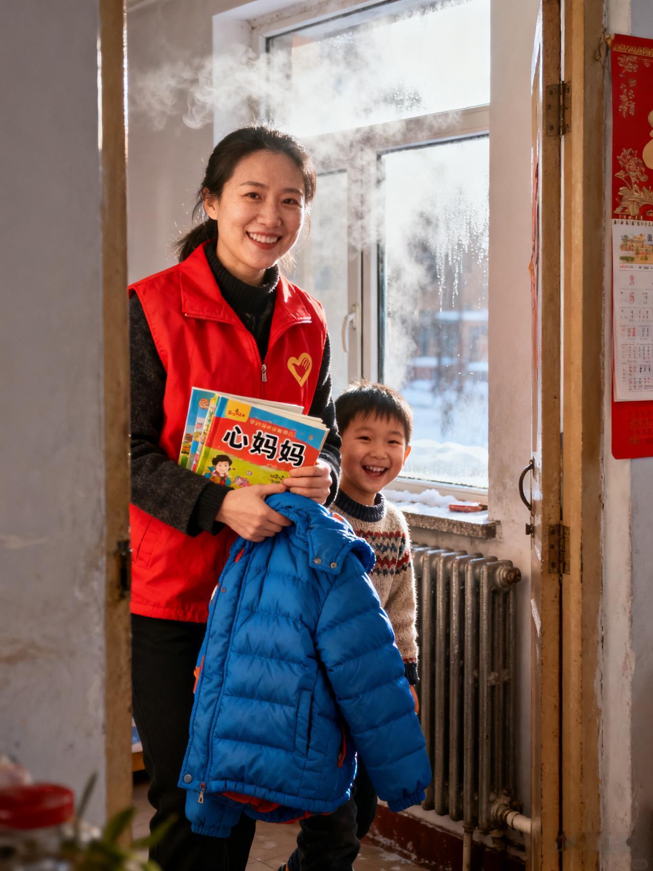 冬日生活打卡季寒风起，暖意浓。以“爱心妈妈”之名，上门为包保儿童送去御寒衣物与暖