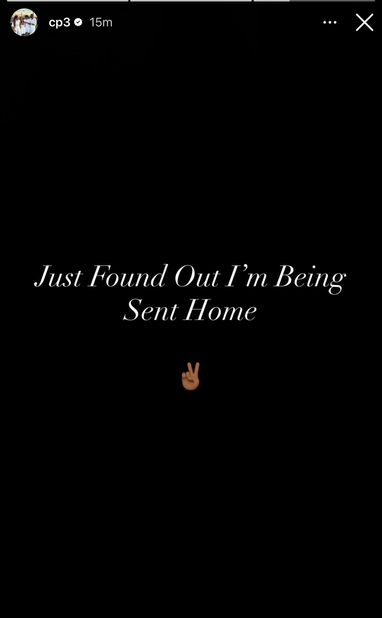 保罗更新动态：“刚得知我要被送回家了 ✌🏾”NBA