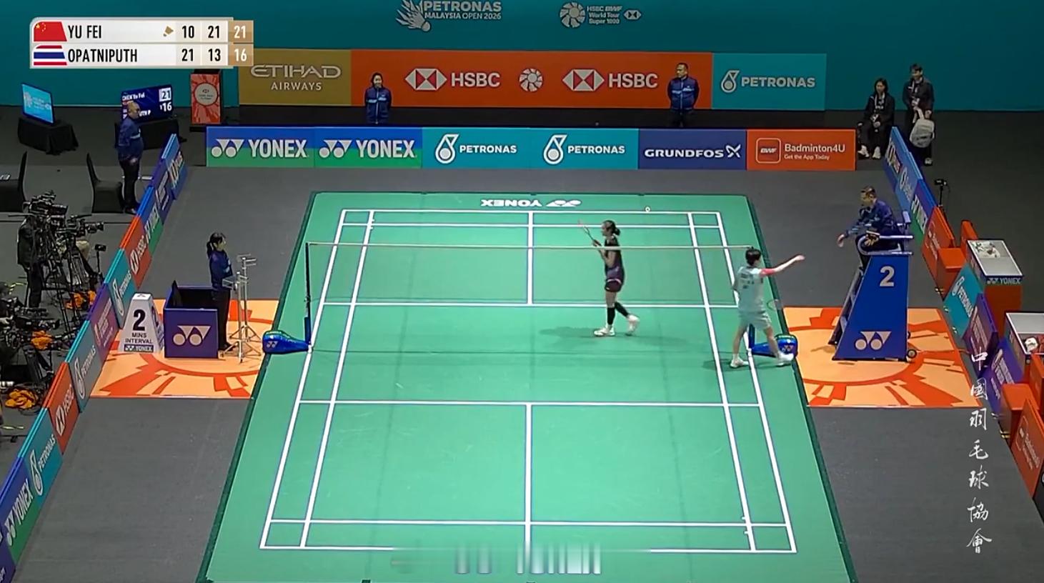 女单 1/16赛陈雨菲(4) 10-21 21-13 21-15 碧查梦陈雨菲晋