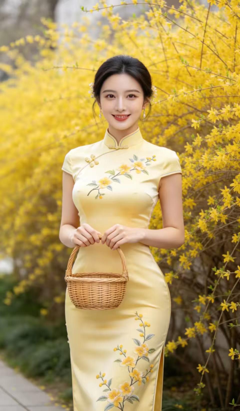 忆秦娥·旗袍情
旗袍妙，
针匀纹雅温柔调。
温柔调，
配色佳处，
用心凝造。
