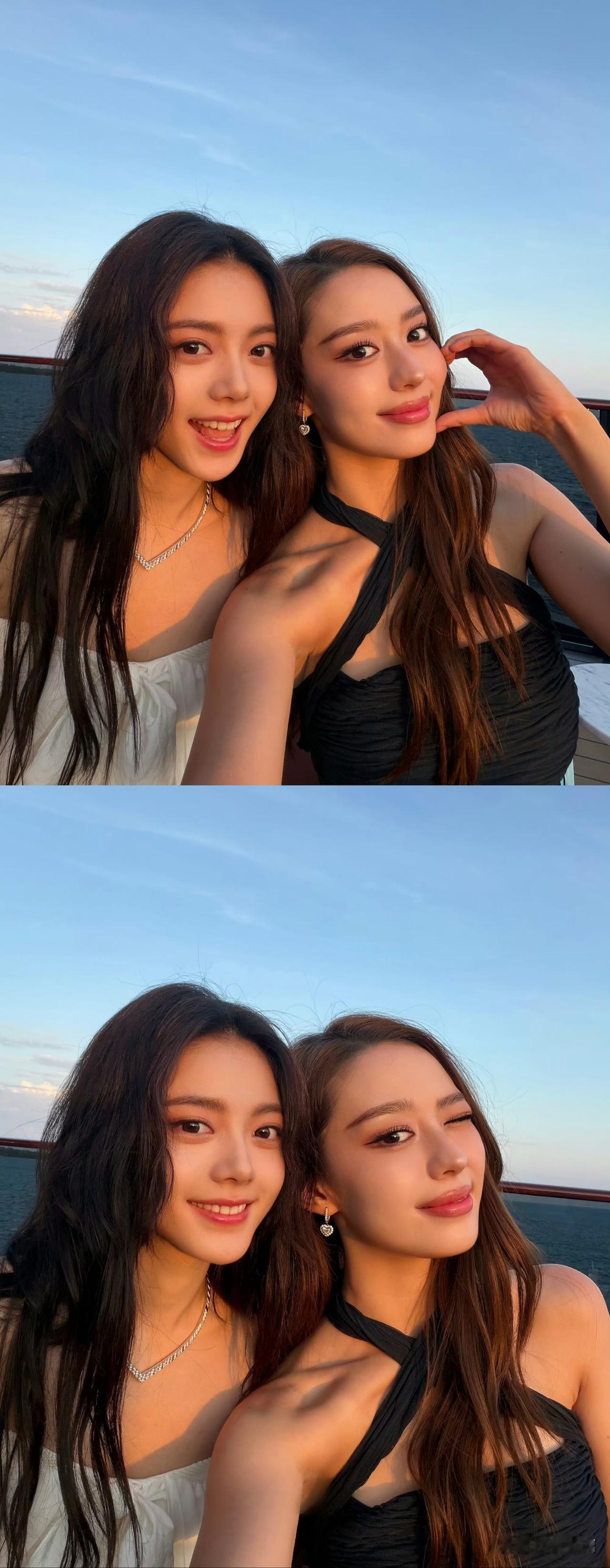 赵今麦和吉娜两位美女同框太养眼了！