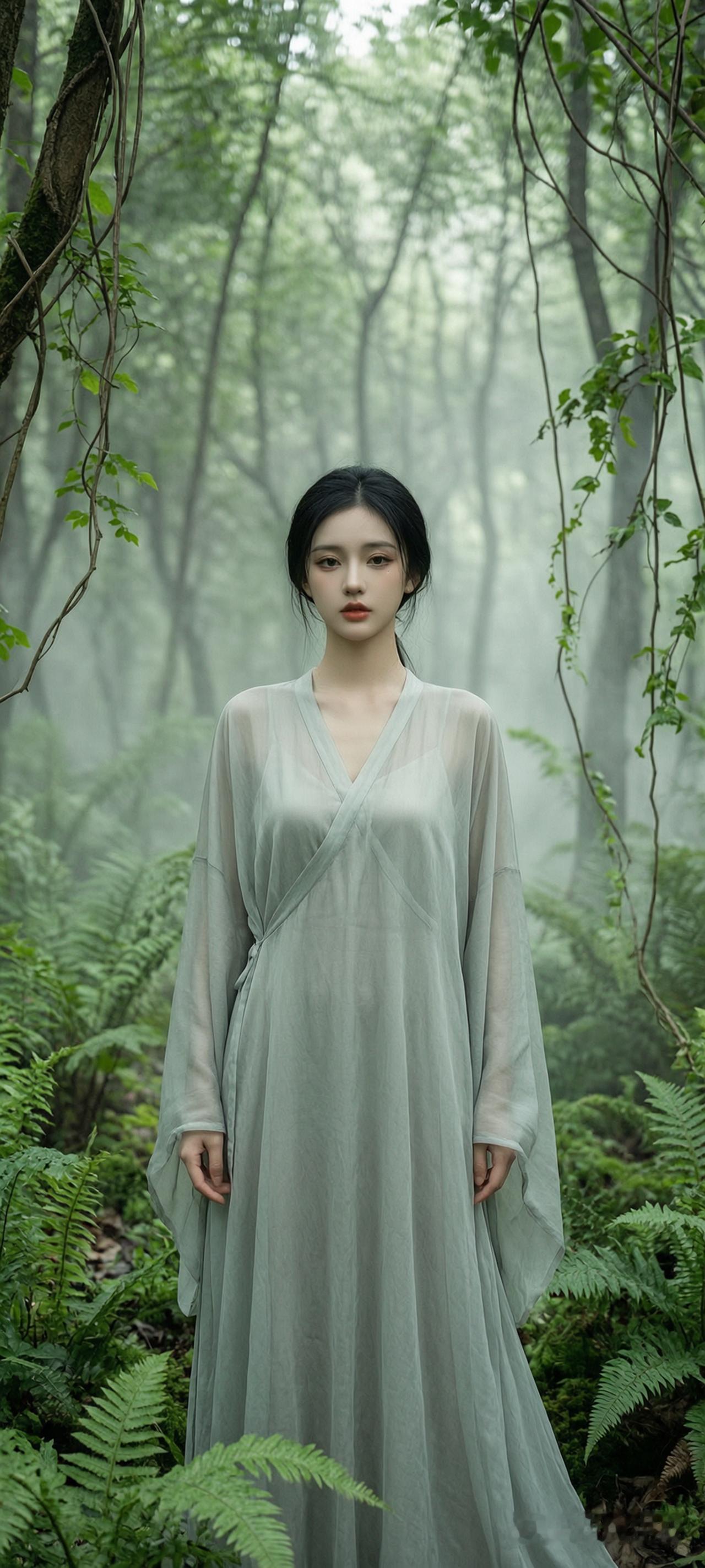 什么才是真正的古典美人? 仙气缭绕的森林，古风长裙女子，如梦如幻