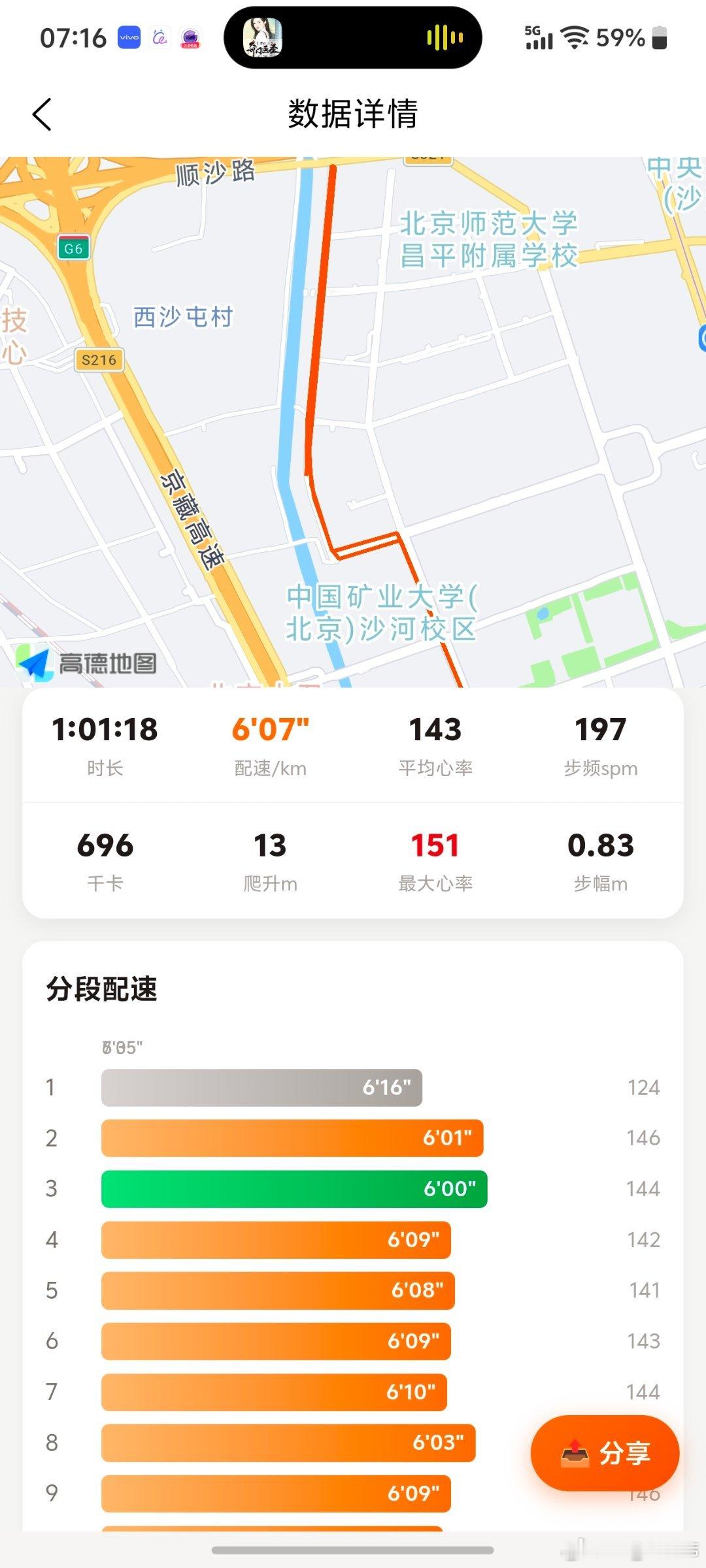 跑步[超话]坚持一周三次跑步健康无伤跑 晨跑10公里打卡！运动打卡Day758 