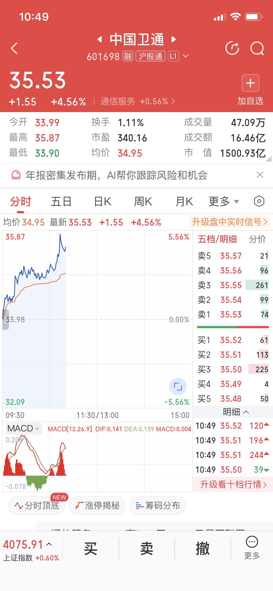 商业航天是周末说的
我持有的中国卫通
海格通信
从解套
到盈利
还有雷科
这些都