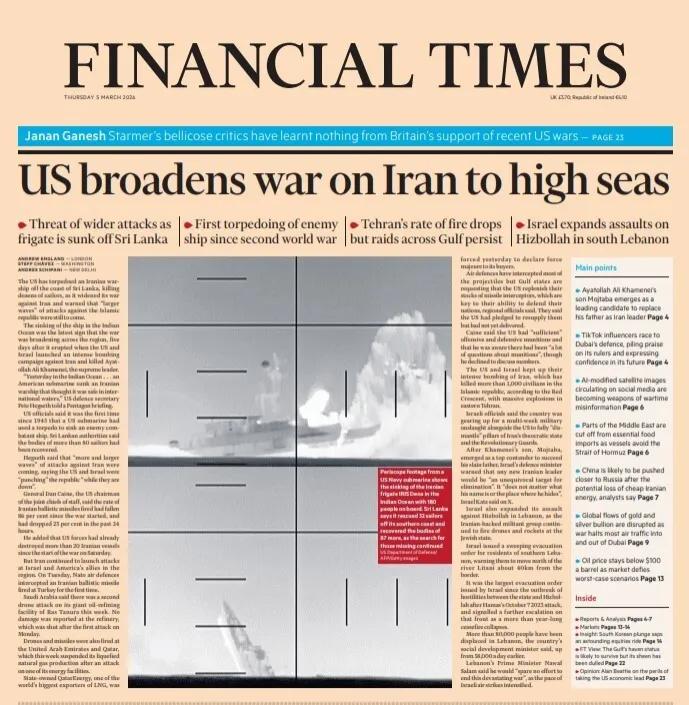 据《金融时报》报道，史无前例的攻击，就美国警告称，在伊朗击沉一艘伊朗军舰后，针对