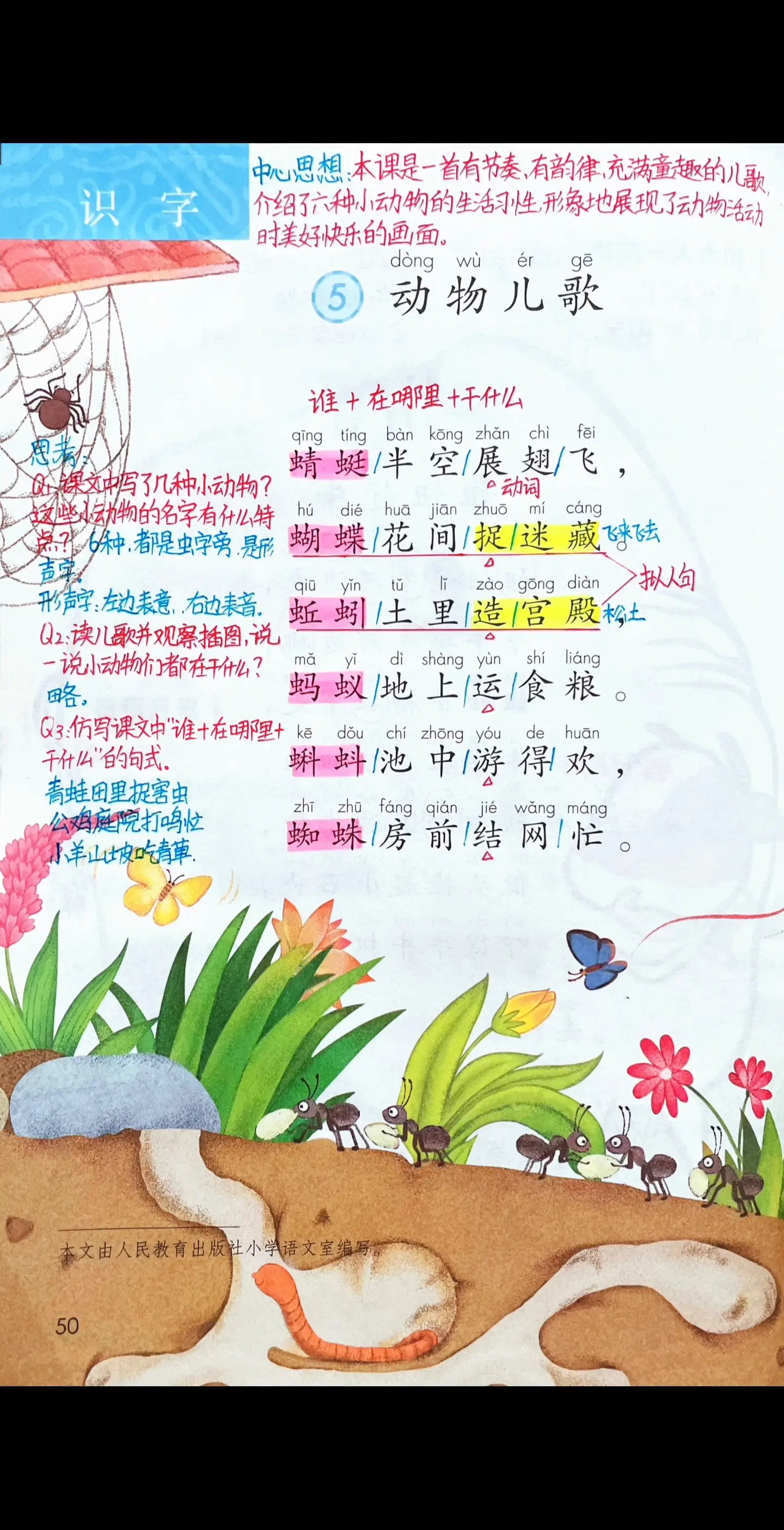 一年级下册语文《动物儿歌》知识点笔记，这个学期快过半了，孩子还在坚持预习吗？你还在引导孩子分析课文吗？如果还在坚持，给我们自己点个赞，做一件事情贵在坚持。