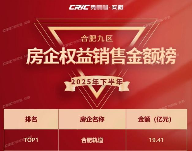 合肥2025年下半年哪个开发商卖房子的销售额最多，肯定一般人想不到。
是合肥轨道