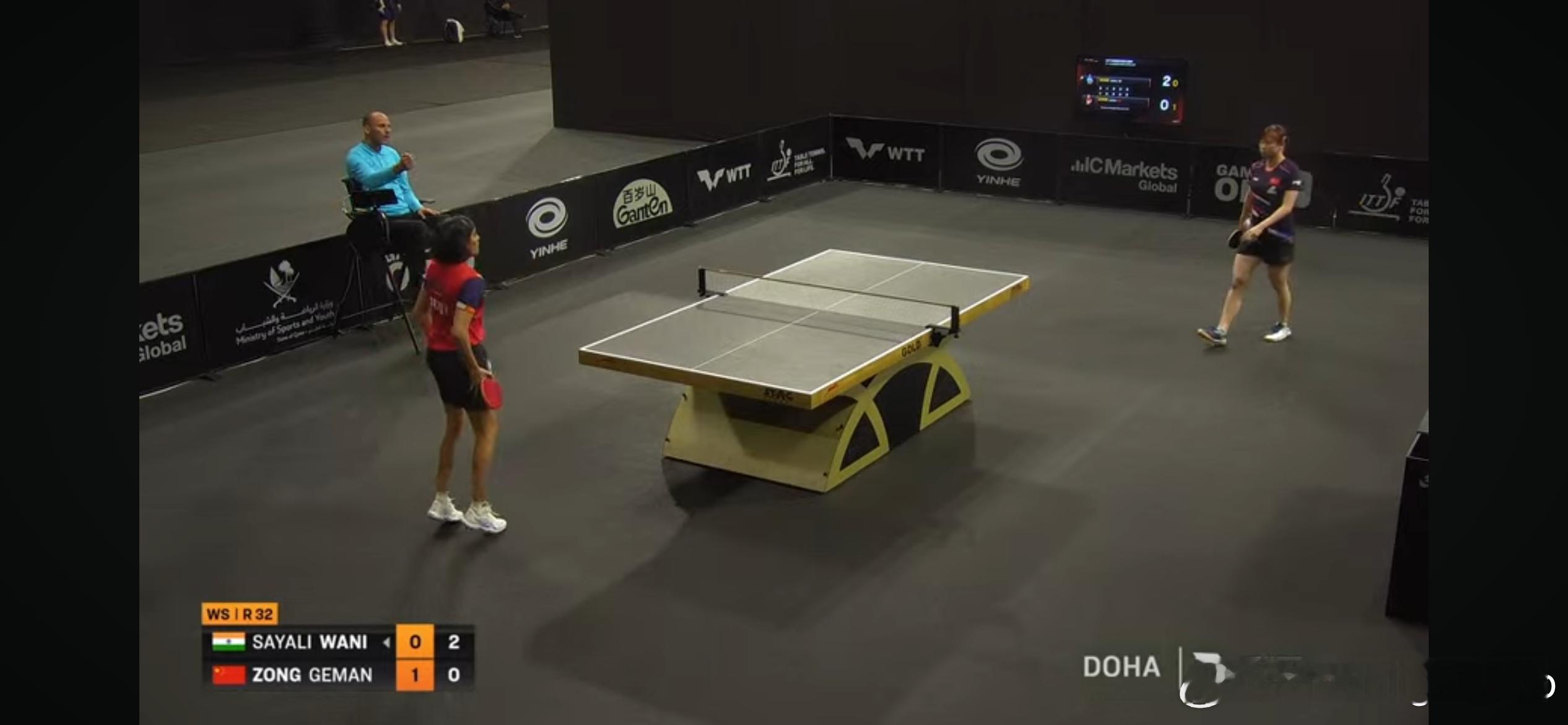 WTT支线赛多哈站2026 女单1/16决赛：🇨🇳纵歌曼2比3萨亚利·瓦尼?