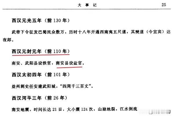 《乐山市志》（第一轮）大事记，西汉元封元年（公元前110年），南安县设盐官。北宋