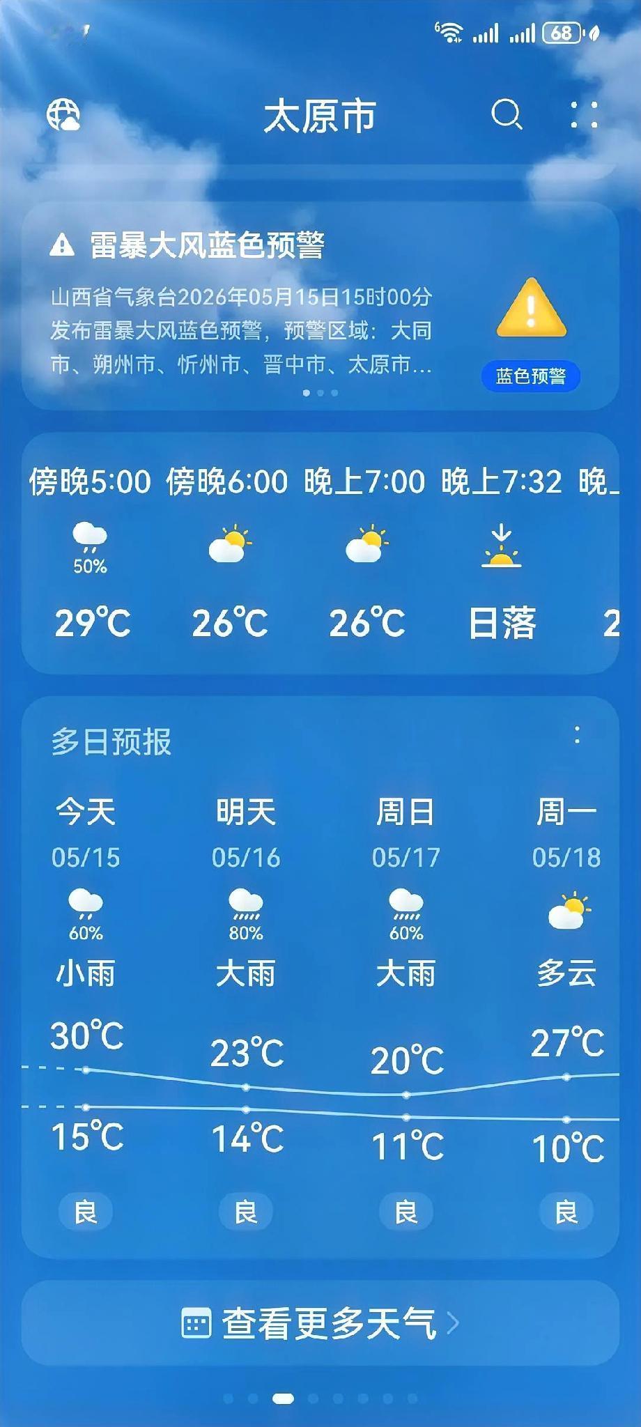 这样的天气预报也不知道准不准，反正我提前买了点蔬菜备在家里，真可谓“家中有粮，心