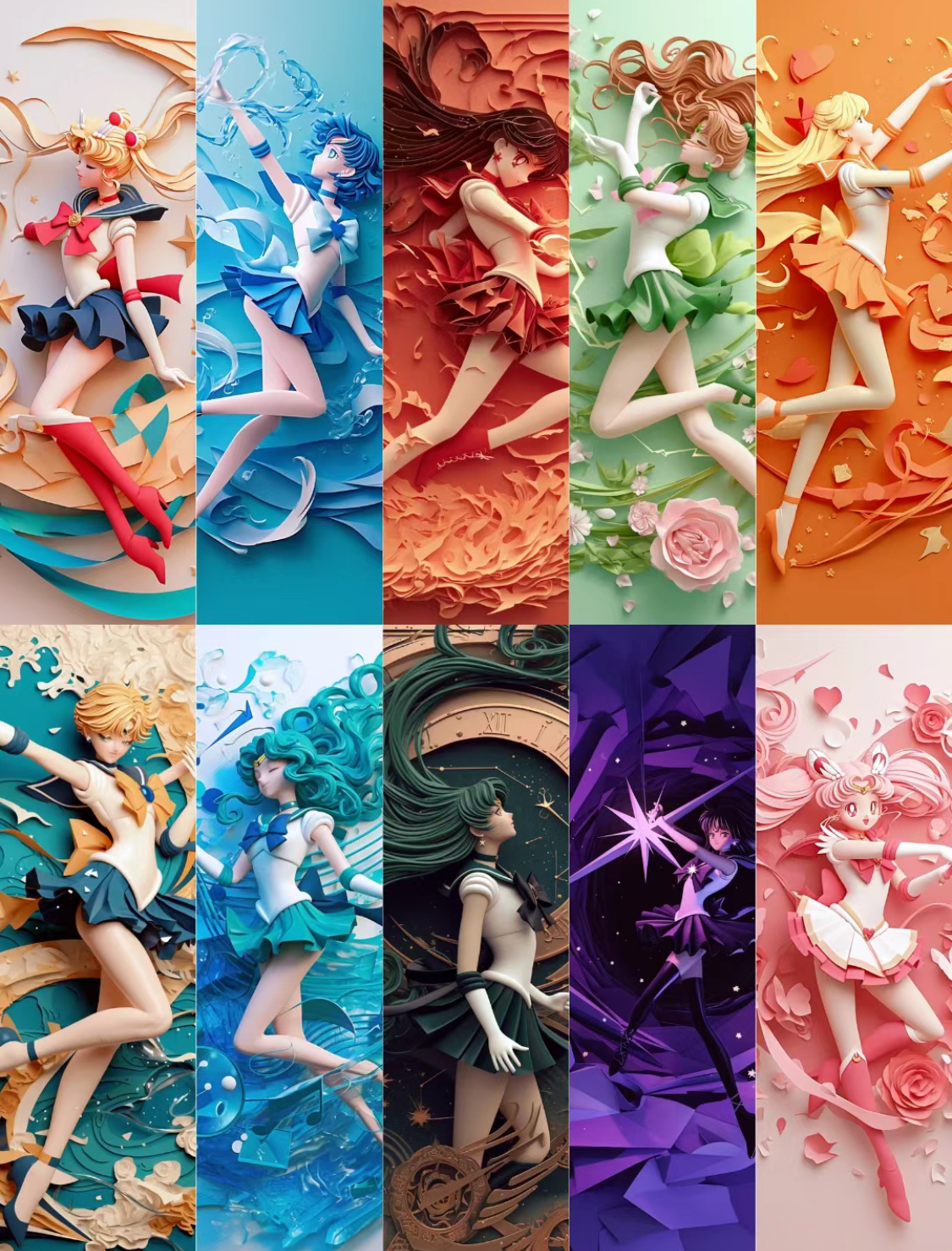 🎀立体剪纸艺术 X 美少女战士🎀你最喜欢其中哪位美少女呀！[爱慕][爱慕] 