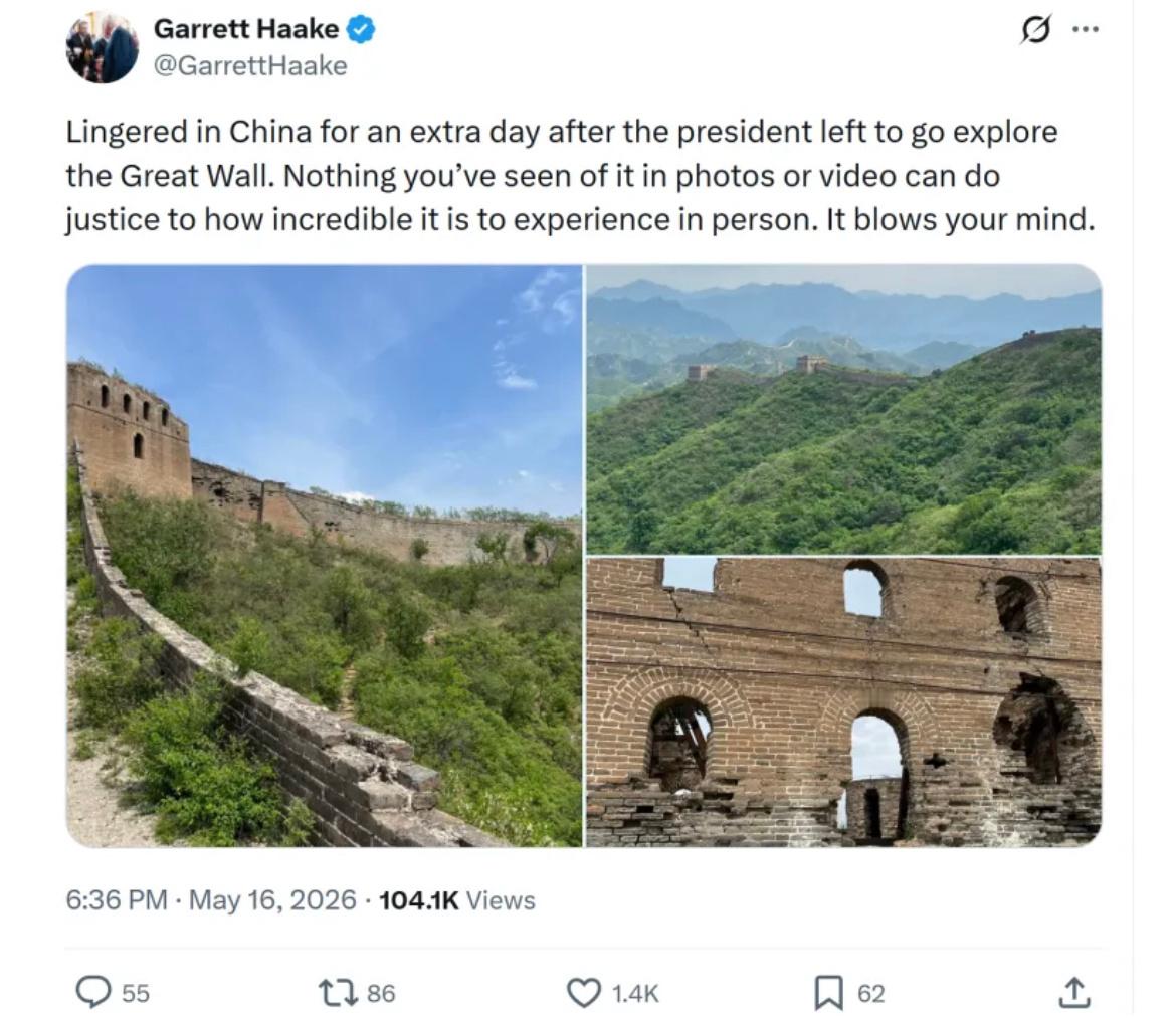 特朗普连发15张图分享中国记忆来的时候一飞机的人，回去的时候就他一个，连记者都得