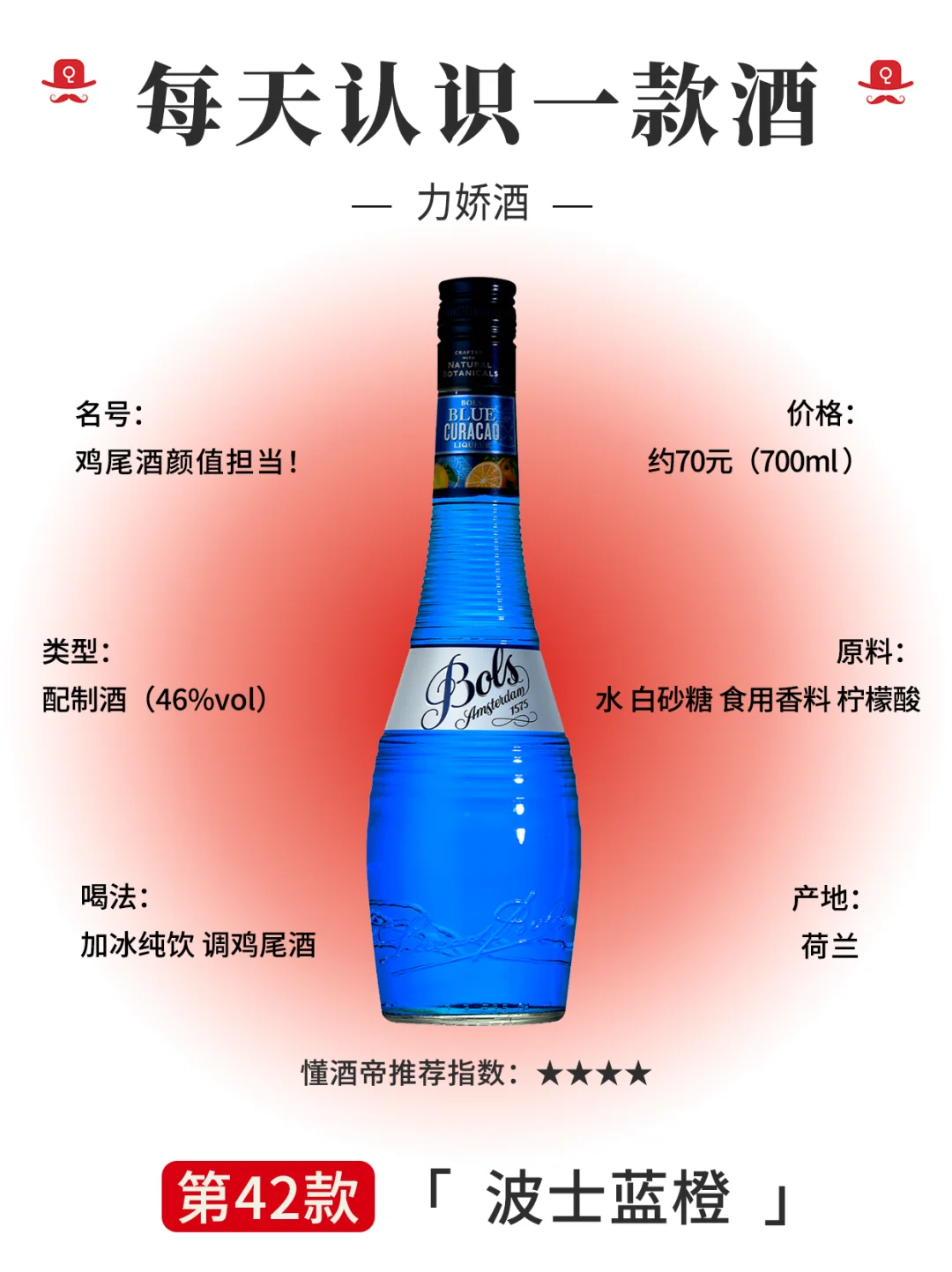 每天认识一款酒丨波士蓝橙：🍸颜值担当‼