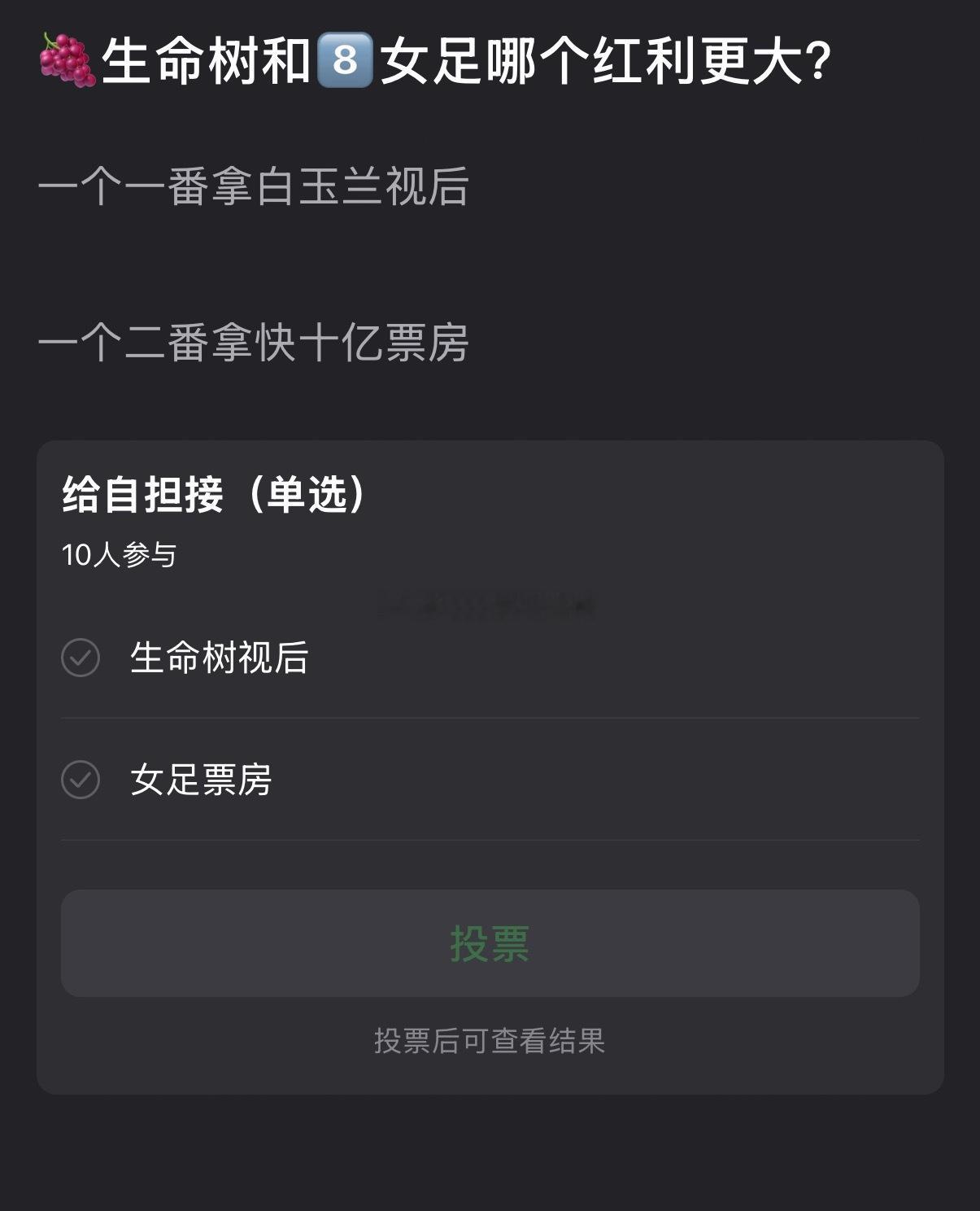 组里已经在问生命树和女足红利哪个大了