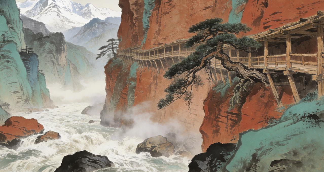 蜀道哪里难？在李白的诗句中，你可以领略到蜀道的高、险、凶。这首诗，看上去参差不齐