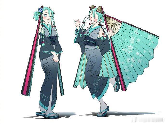 动漫仲夏狂欢季初音未来 x 扇子｜谁懂女鹅的萌感[流鼻血]画师：ギョーザ盛夏壁纸