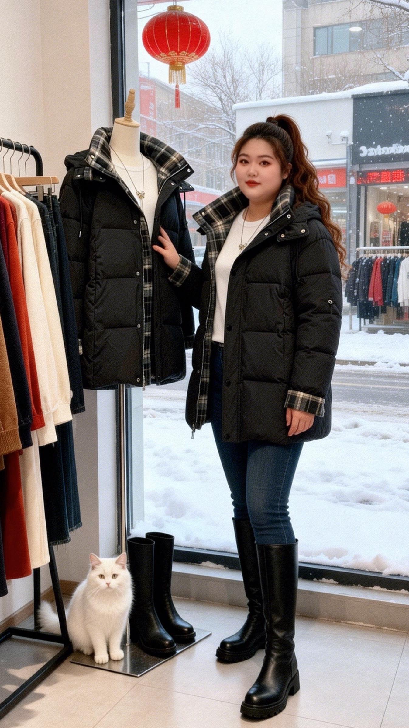 大码女装 保暖外套微胖女生冬日衣服测评冬日穿搭一周不重样新年战袍我回家穿哪套