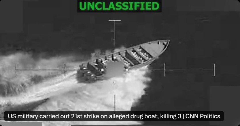 美国南方司令部宣布，美军已对一艘涉嫌贩毒船只进行了第21次已知的打击行动。 