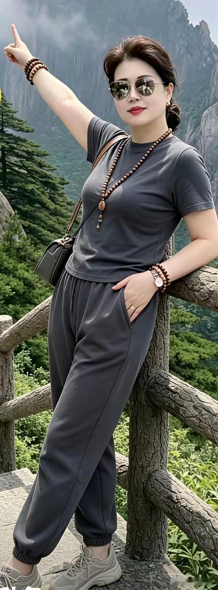 风景美，人更美。看美女这穿戴打扮，我认为她一定是个吃斋念佛之人。您说呢！