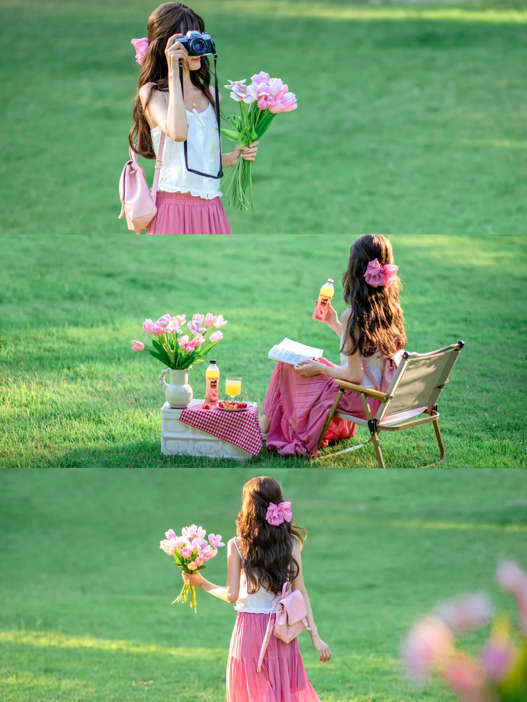存一些野餐拍照姿势吧|草坪拍照调色教程