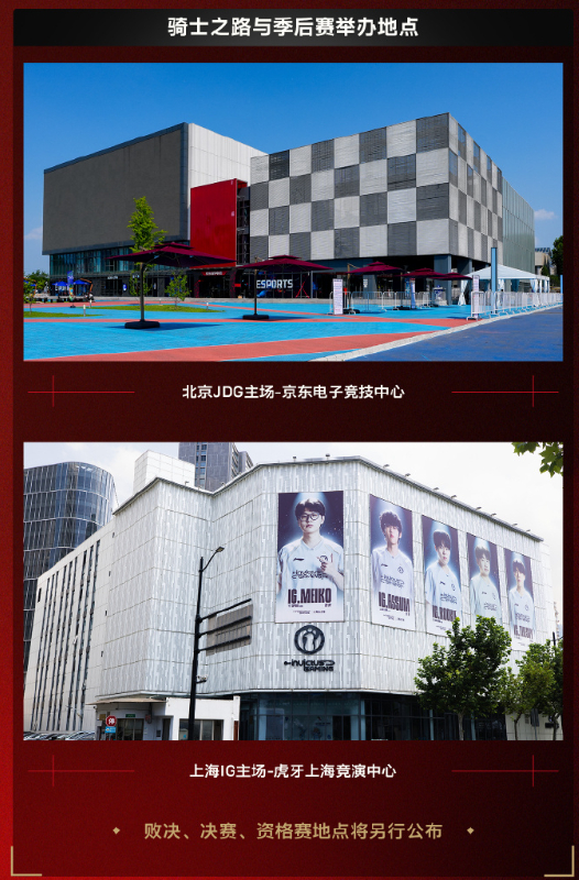 和之前打听到的一样，骑士之路在北京，季后赛在上海IG主场总决赛和冒泡赛场地还没公