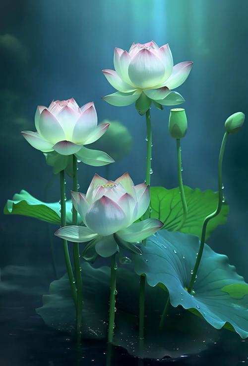 上联：清荷卧水听露语
下联：红鳟戏莲伴风声